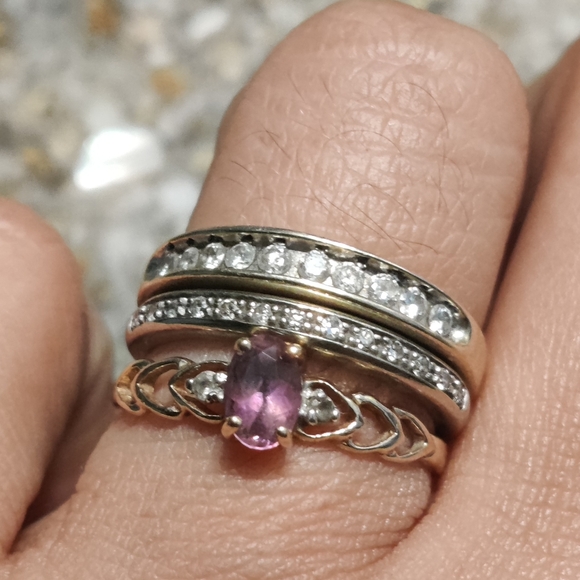 10k yellow gold with real diamond/amethyst 6.5 - Picture 10 of 11